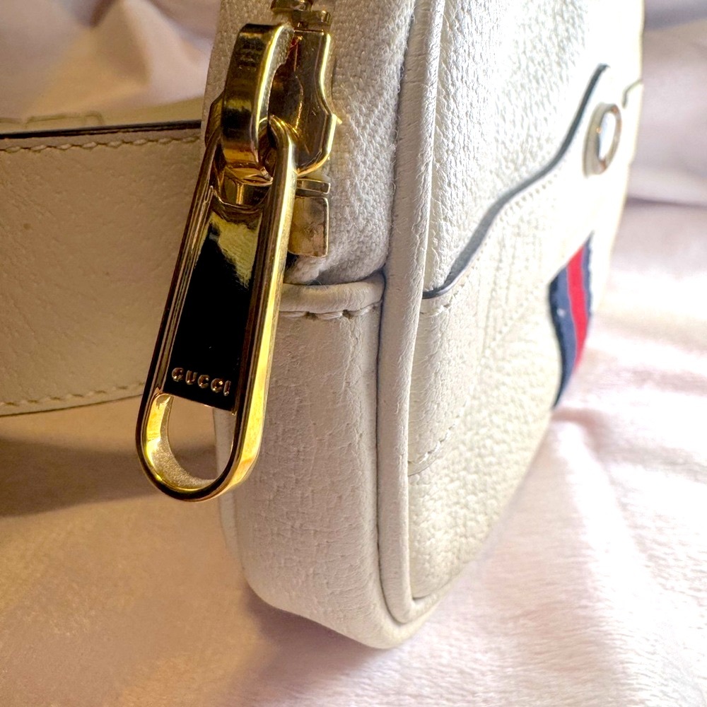 Gucci Crossbody Belt Bag Ophidia Calfskin Mystic White Pristine Luxury Rare COA - Picture 4 of 14